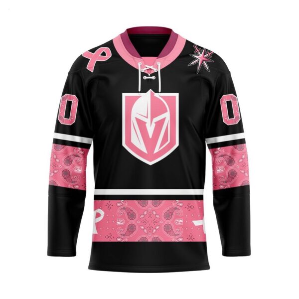 Customize NHL Vegas Golden Knights Specialized Hockey Jersey In Classic Style With Paisley Pink Breast Cancer