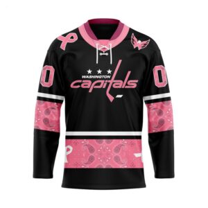 Customize NHL Washington Capitals Specialized Hockey Jersey In Classic Style With Paisley Pink Breast Cancer 1