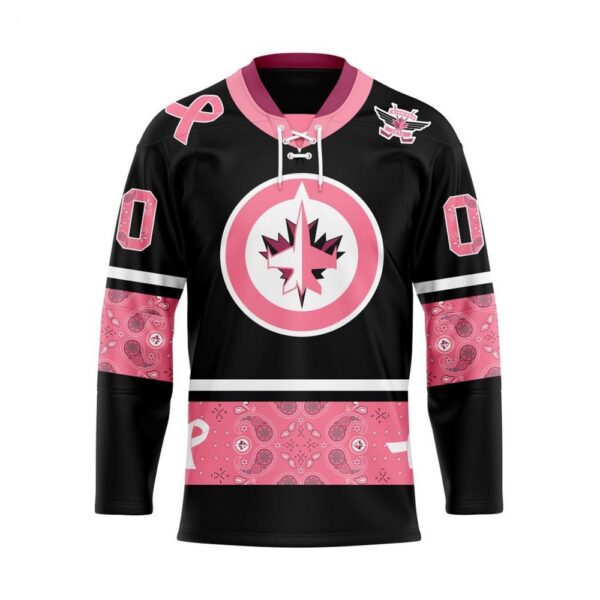 Customize NHL Winnipeg Jets Specialized Hockey Jersey In Classic Style With Paisley Pink Breast Cancer