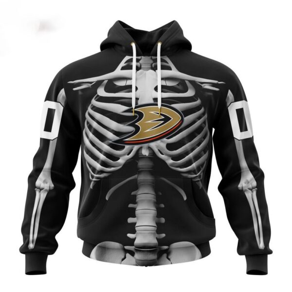 Customized NHL Anaheim Ducks Hoodie Special Skeleton Costume For Halloween Hoodie