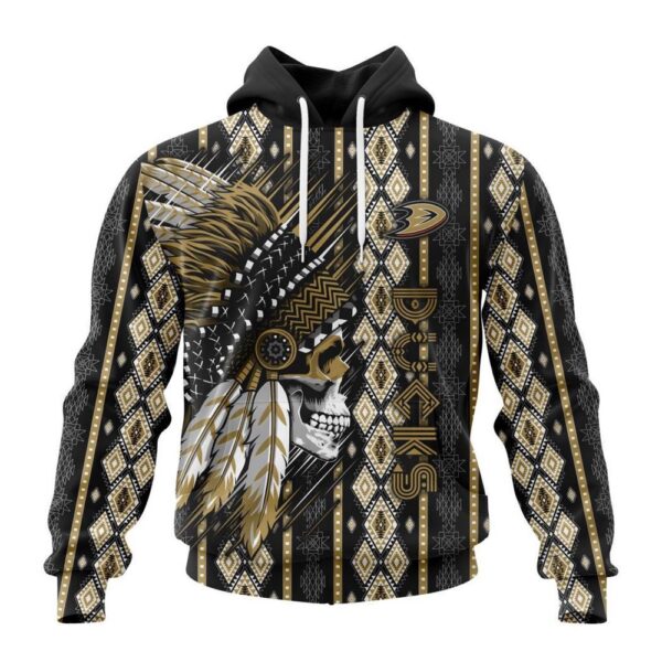 Customized NHL Anaheim Ducks Hoodie Special Skull Native Design Hoodie