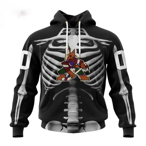 Customized NHL Arizona Coyotes Hoodie Special Skeleton Costume For Halloween Hoodie