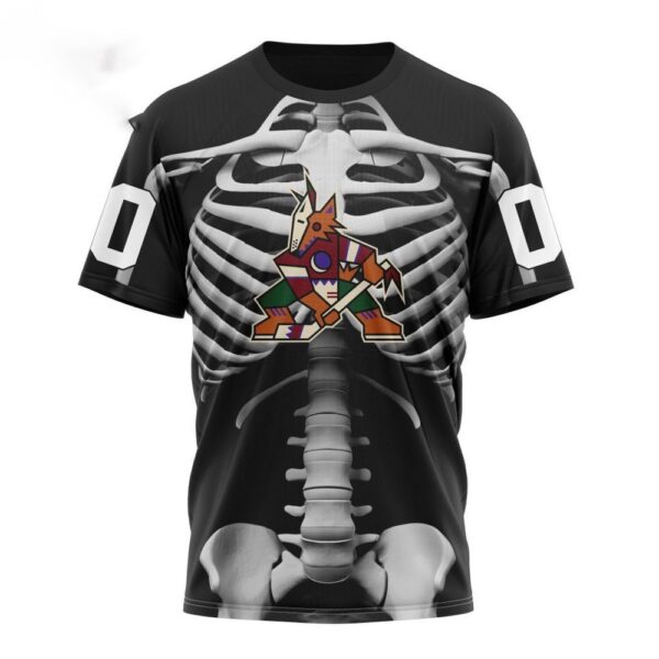 Customized NHL Arizona Coyotes T-Shirt Special Skeleton Costume For Halloween T-Shirt