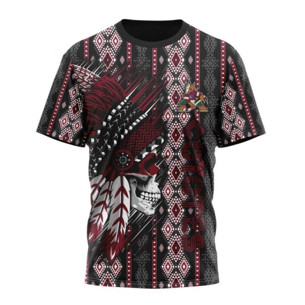 Customized NHL Arizona Coyotes T-Shirt Special Skull Native Design T-Shirt