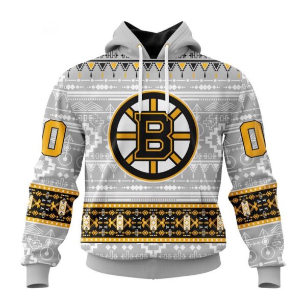 Customized NHL Boston Bruins Hoodie Special Native Design Hoodie