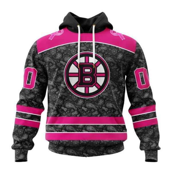 Customized NHL Boston Bruins Hoodie Special Pink In The Rink Fight Breast Cancer Hoodie