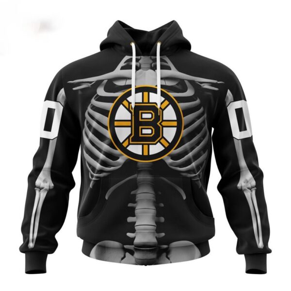 Customized NHL Boston Bruins Hoodie Special Skeleton Costume For Halloween Hoodie