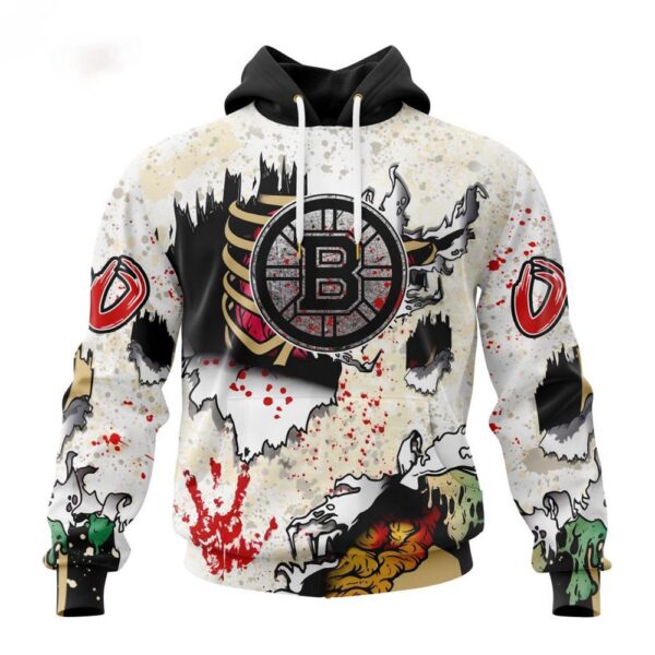 Customized NHL Boston Bruins Hoodie Special Zombie Style For Halloween Hoodie