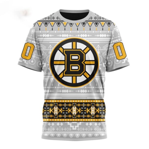 Customized NHL Boston Bruins T-Shirt Special Native Design T-Shirt