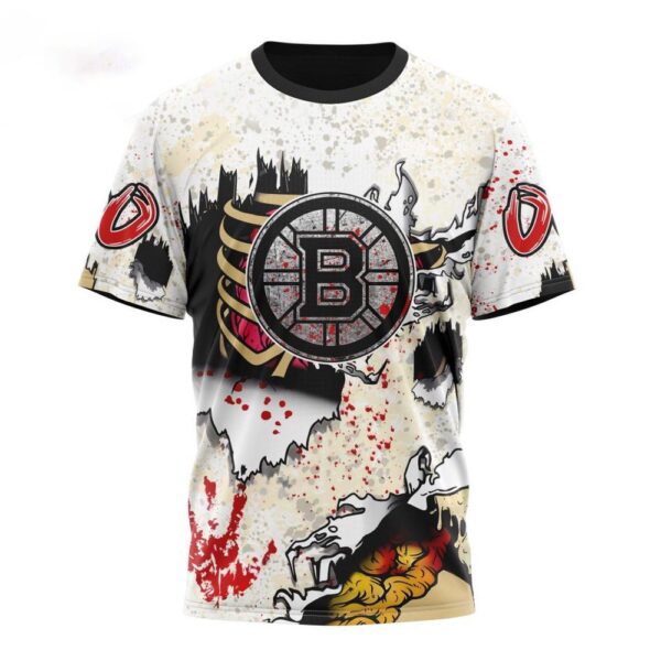 Customized NHL Boston Bruins T-Shirt Special Zombie Style For Halloween T-Shirt