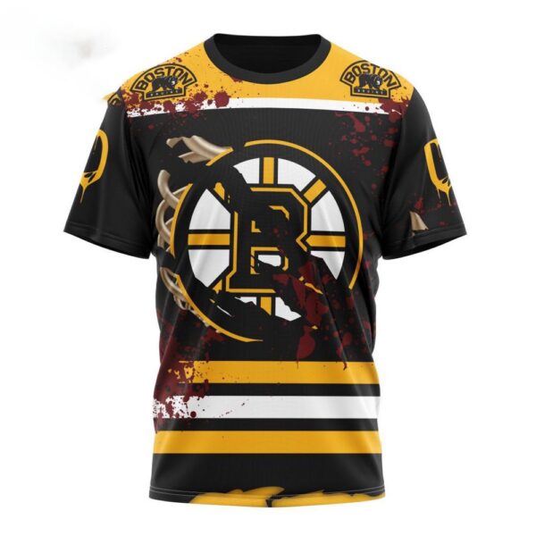 Customized NHL Boston Bruins T-Shirt Specialized Design Jersey With Your Ribs For Halloween T-Shirt