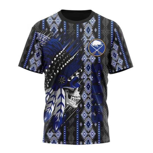 Customized NHL Buffalo Sabres T-Shirt Special Skull Native Design T-Shirt