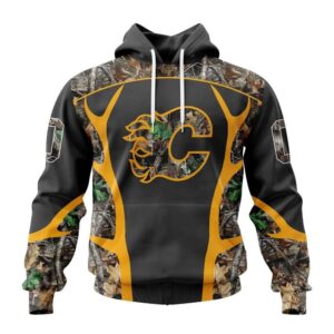 Customized NHL Calgary Flames Hoodie Special Camo Hunting Design Hoodie 1