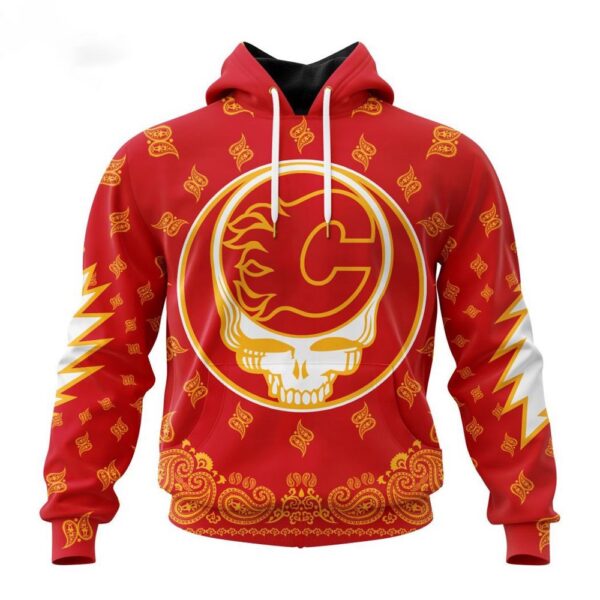 Customized NHL Calgary Flames Hoodie Special Grateful Dead Design Hoodie