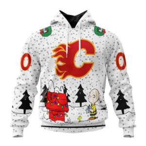 Customized NHL Calgary Flames Hoodie Special Peanuts Design Hoodie 1