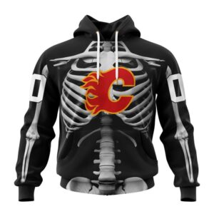 Customized NHL Calgary Flames Hoodie Special Skeleton Costume For Halloween Hoodie 1