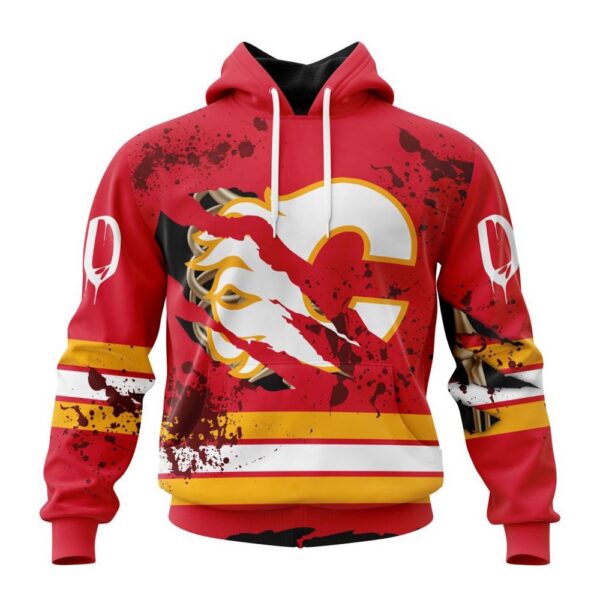 Customized NHL Calgary Flames Hoodie Specialized Design Jersey With Your Ribs For Halloween Hoodie