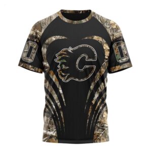 Customized NHL Calgary Flames T Shirt Special Camo Hunting T Shirt 1