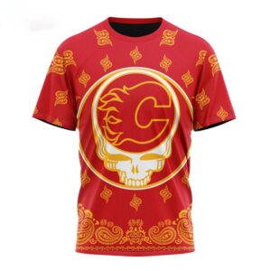 Customized NHL Calgary Flames T Shirt Special Grateful Dead Design T Shirt 1