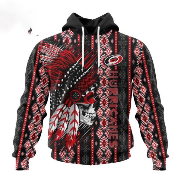 Customized NHL Carolina Hurricanes Hoodie Special Skull Native Design Hoodie