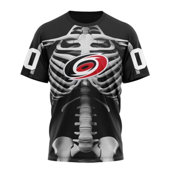 Customized NHL Carolina Hurricanes T-Shirt Special Skeleton Costume For Halloween T-Shirt