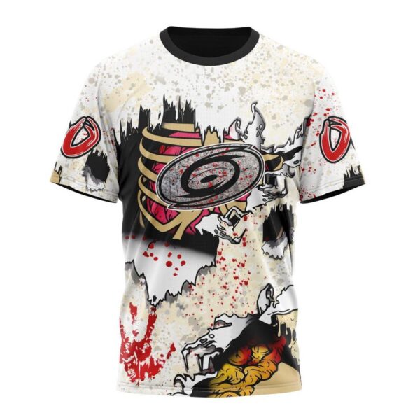 Customized NHL Carolina Hurricanes T-Shirt Special Zombie Style For Halloween T-Shirt