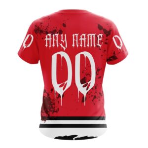 Customized NHL Chicago BlackHawks T Shirt Specialized Design Jersey With Your Ribs For Halloween T Shirt 2