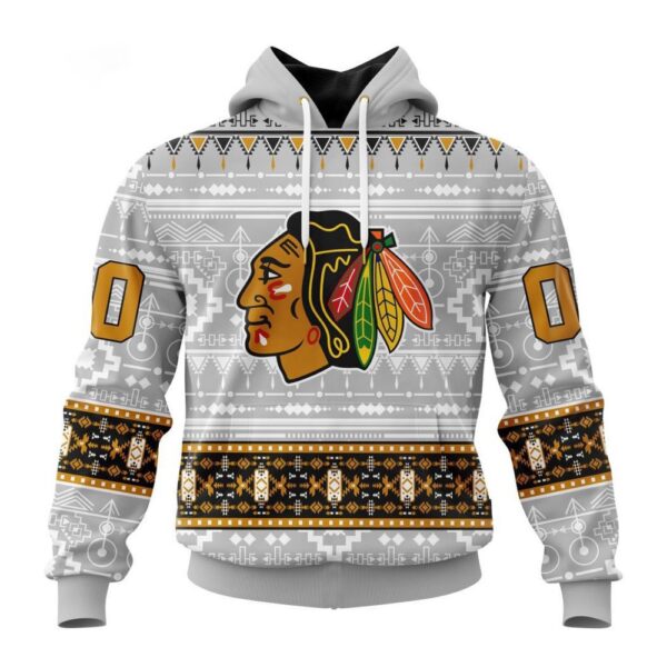 Customized NHL Chicago Blackhawks Hoodie Special Native Design Hoodie