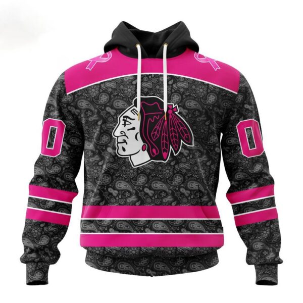 Customized NHL Chicago Blackhawks Hoodie Special Pink In The Rink Fight Breast Cancer Hoodie