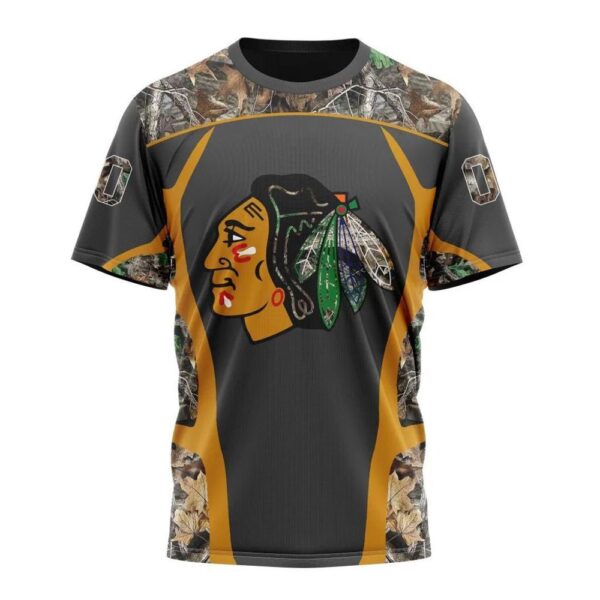 Customized NHL Chicago Blackhawks T-Shirt Special Camo Hunting Design T-Shirt