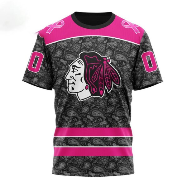 Customized NHL Chicago Blackhawks T-Shirt Special Pink In The Rink Fight Breast Cancer T-Shirt