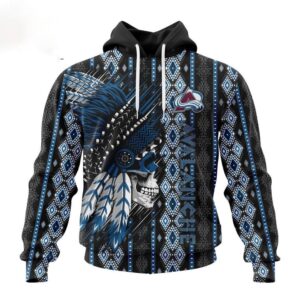 Customized NHL Colorado Avalanche Hoodie Special Skull Native Design Hoodie 1