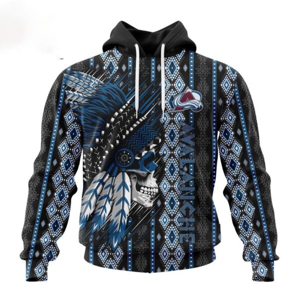 Customized NHL Colorado Avalanche Hoodie Special Skull Native Design Hoodie