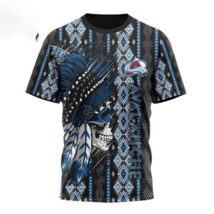 Customized NHL Colorado Avalanche T Shirt Special Skull Native Design T Shirt 1