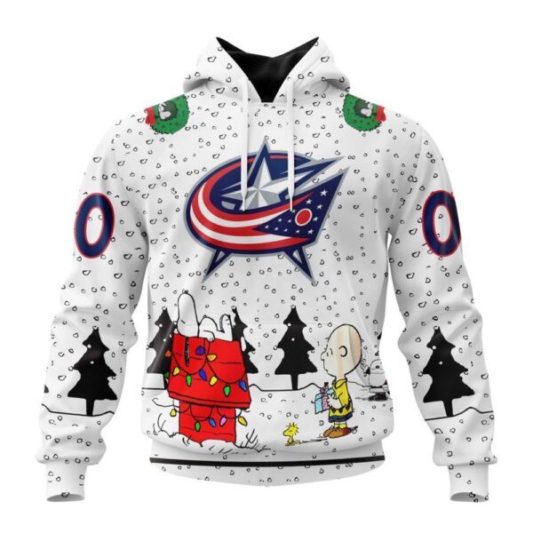 Customized NHL Columbus Blue Jackets Hoodie Special Peanuts Design Hoodie