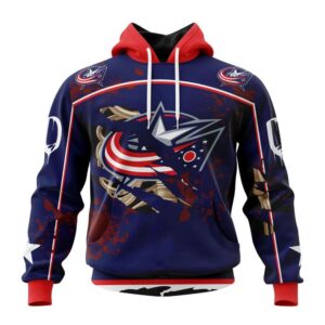 Customized NHL Columbus Blue Jackets Hoodie Specialized Design Jersey With Your Ribs For Halloween Hoodie 1