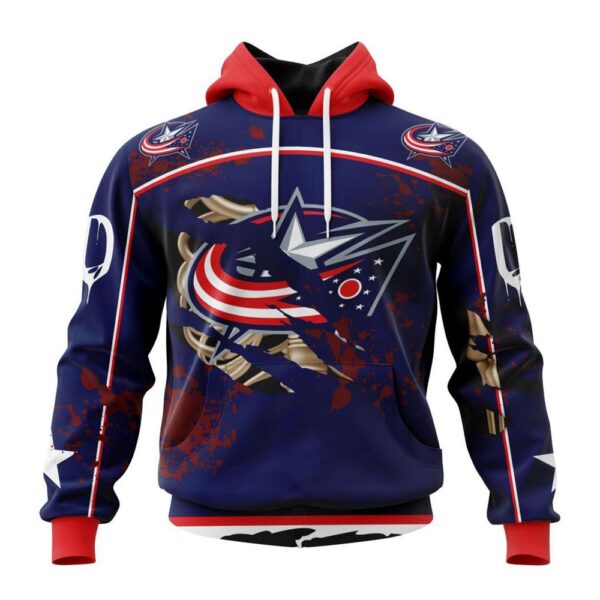 Customized NHL Columbus Blue Jackets Hoodie Specialized Design Jersey With Your Ribs For Halloween Hoodie