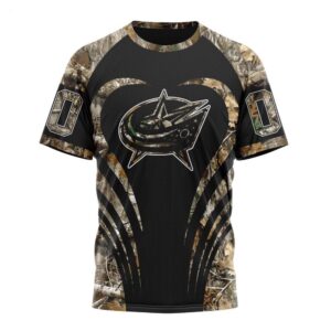 Customized NHL Columbus Blue Jackets T Shirt Special Camo Hunting T Shirt 1