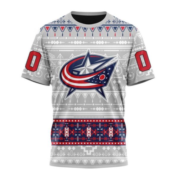 Customized NHL Columbus Blue Jackets T-Shirt Special Native Design T-Shirt