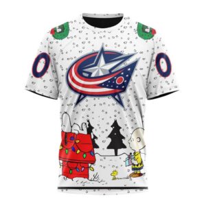 Customized NHL Columbus Blue Jackets T Shirt Special Peanuts Design T Shirt 1