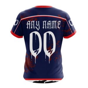 Customized NHL Columbus Blue Jackets T Shirt Specialized Design Jersey With Your Ribs For Halloween T Shirt 2