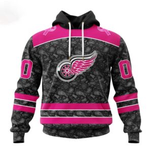 Customized NHL Detroit Red Wings Hoodie Special Pink In The Rink Fight Breast Cancer Hoodie 1