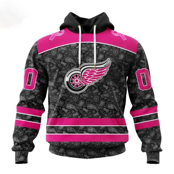 Customized NHL Detroit Red Wings Hoodie Special Pink In The Rink Fight Breast Cancer Hoodie