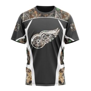 Customized NHL Detroit Red Wings T Shirt Special Camo Hunting Design T Shirt 1