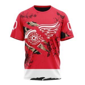 Customized NHL Detroit Red Wings T Shirt Specialized Design Jersey With Your Ribs For Halloween T Shirt 1