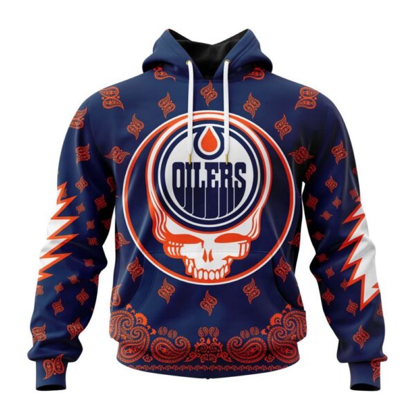 Customized NHL Edmonton Oilers Hoodie Special Grateful Dead Design Hoodie