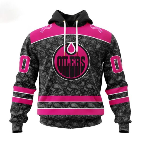 Customized NHL Edmonton Oilers Hoodie Special Pink In The Rink Fight Breast Cancer Hoodie