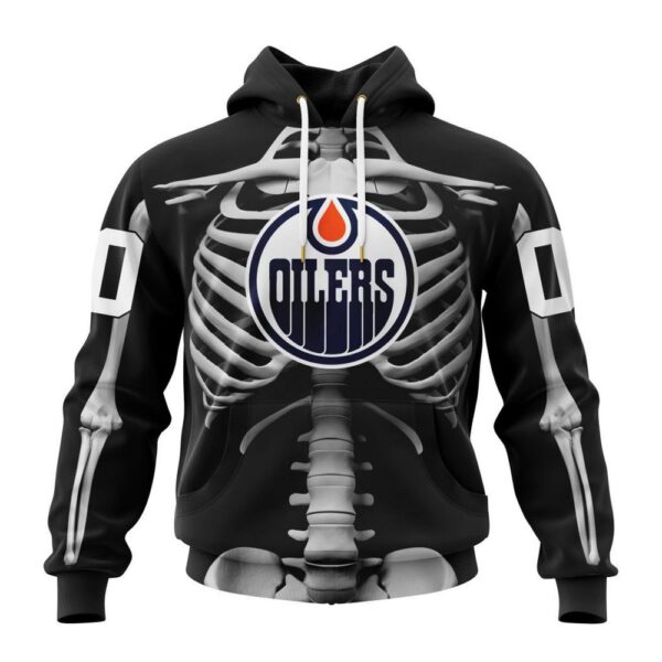 Customized NHL Edmonton Oilers Hoodie Special Skeleton Costume For Halloween Hoodie