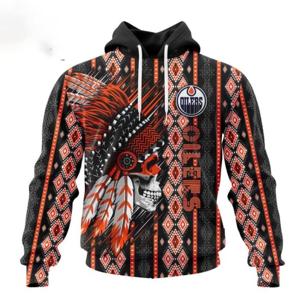 Customized NHL Edmonton Oilers Hoodie Special Skull Native Design Hoodie