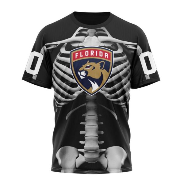 Customized NHL Florida Panthers T-Shirt Special Skeleton Costume For Halloween T-Shirt